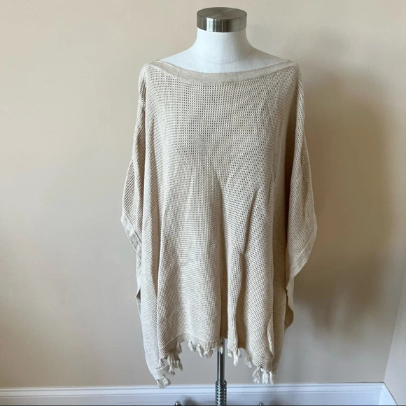 J. McLaughlin tassel trim boatneck sweater poncho 5497 - Picture 1 of 7